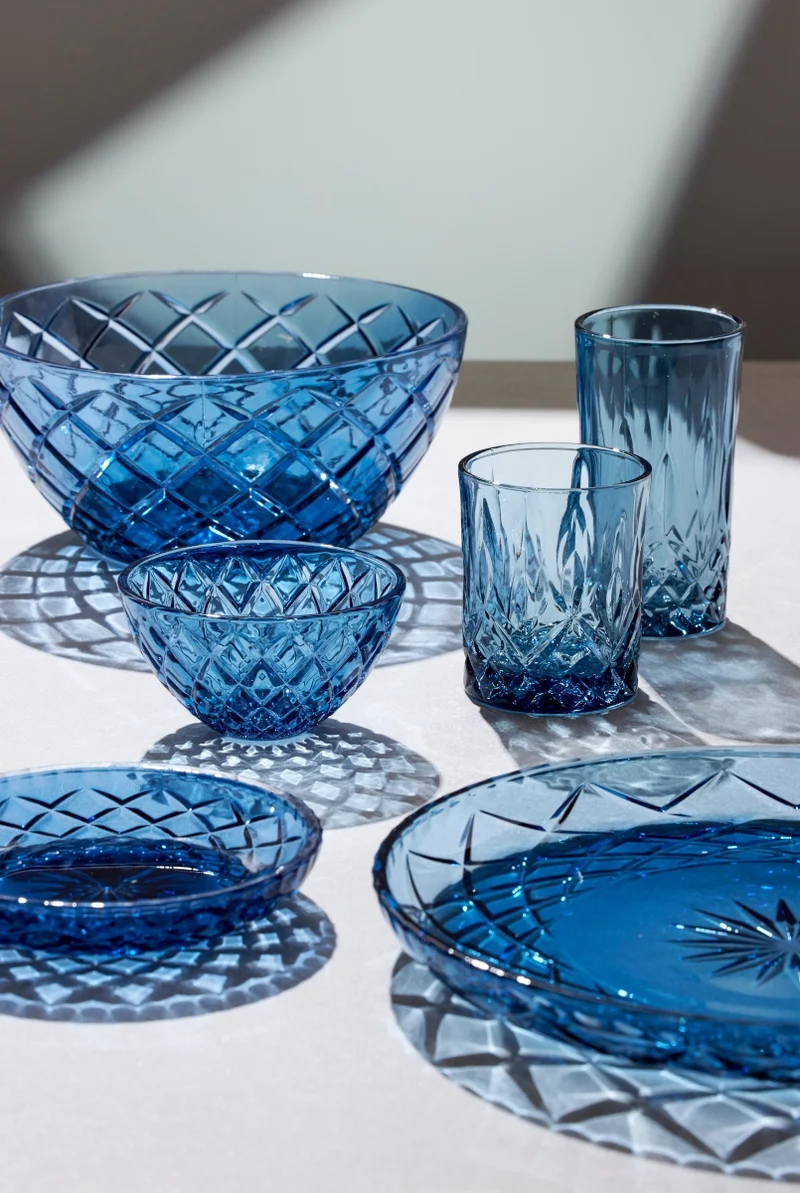 Lyngby Sorrento Teller Glas blau 16 cm Set4