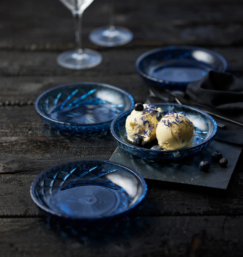 Lyngby Sorrento Teller Glas blau 16 cm Set4