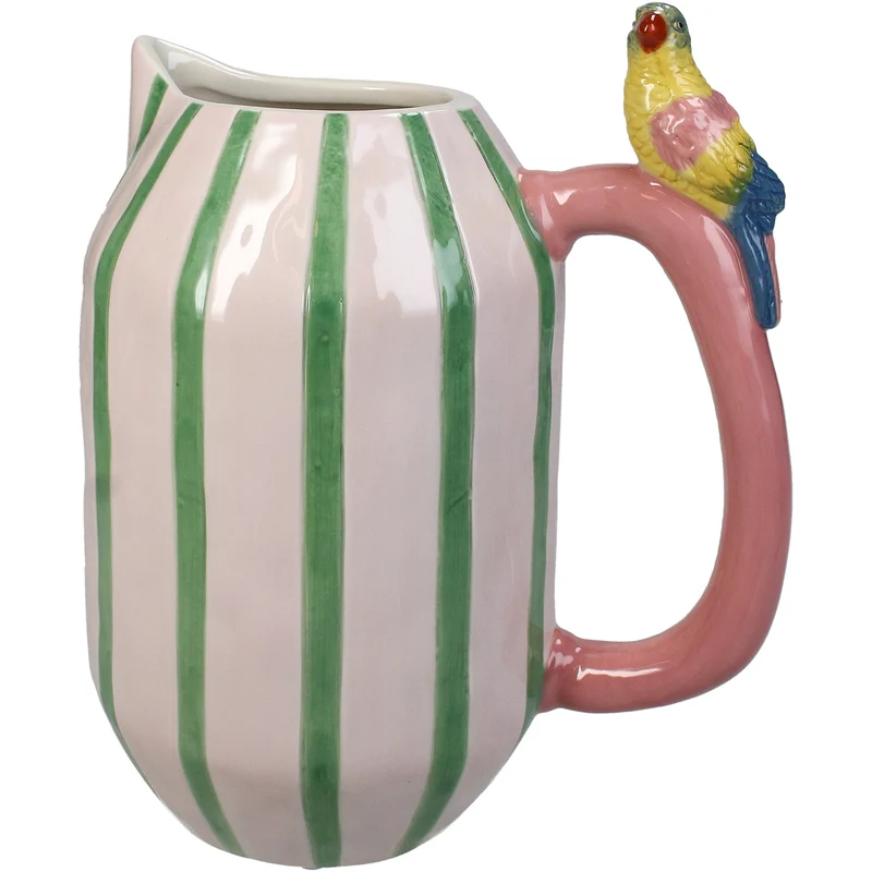 Vase Papagei Steingut Mehrfarbig 18,5 x 12,5 x 22 cm