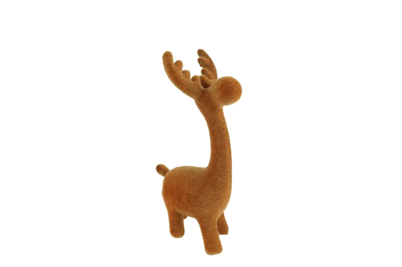 Skulptur „Hirsch“, goldfarben beflockter Kunststoff, 19 x 6 x 12 cm