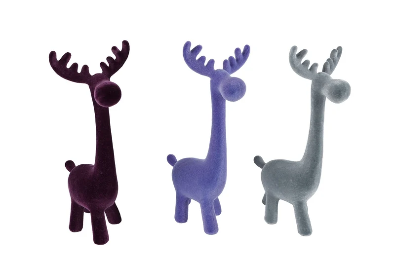 Skulptur „Hirsch“ L lila/violett/silber A3 beflockter Kunststoff