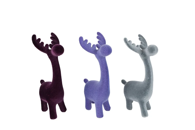 Skulptur „Hirsch“, lila/violett/silber, A3, beflockter Kunststoff