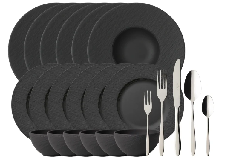 Villeroy & Boch Manufacture Rock Set 18tlg + Besteckset Annalena