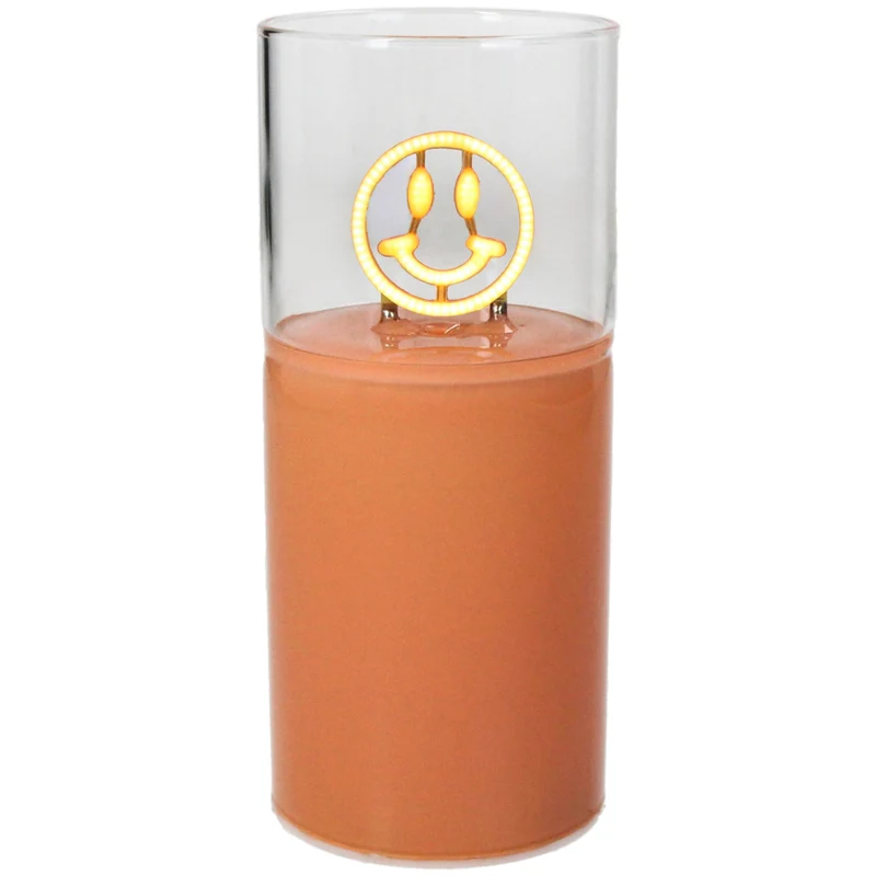 LED-Lichterkette Smiley aus Glas, orange, 6,5 x 6,5 x 15 cm