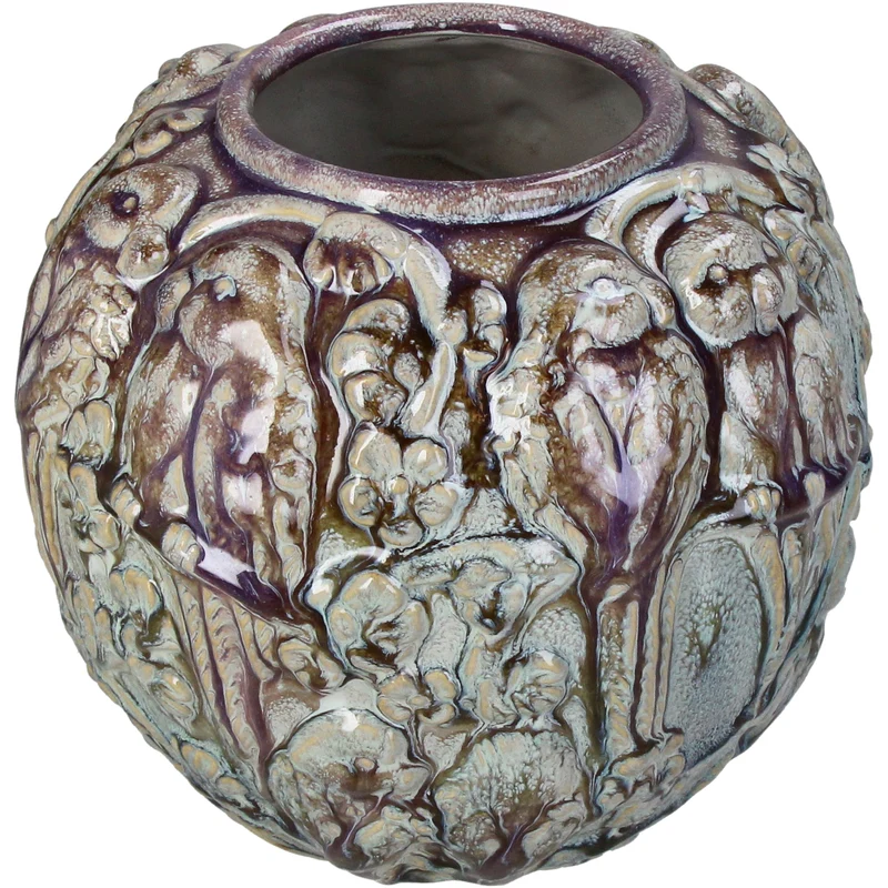 Vase „Vögel“ aus Steingut, mehrfarbig, 22 x 22 x 19,5 cm