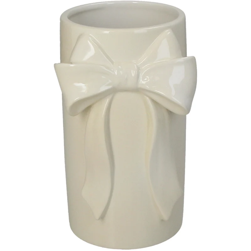 Bogenvase aus Steingut, elfenbeinfarben, 11,5 x 10,5 x 18,5 cm