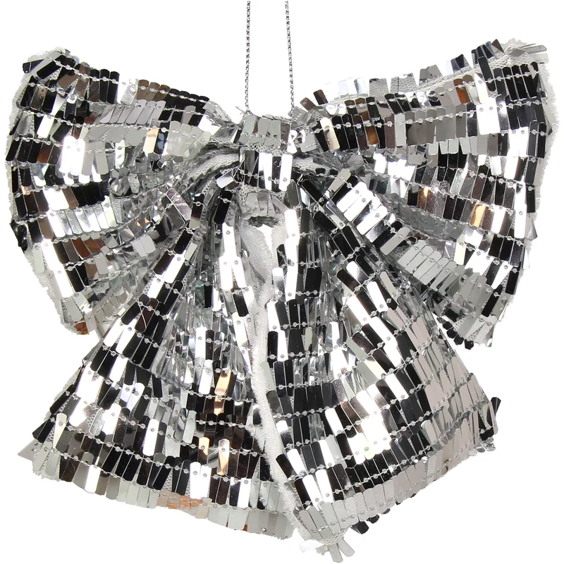 Party-Schleife aus Stoff, silberfarben, 17,8 cm
