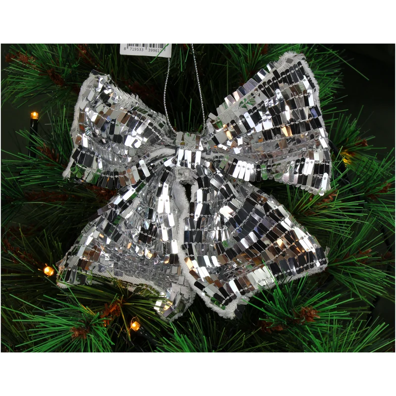 Party-Schleife aus Stoff, silberfarben, 17,8 cm