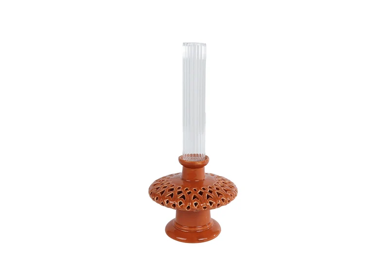 Vase „Sari“ aus Terra-Steingut, 12 x 12 x 25 cm