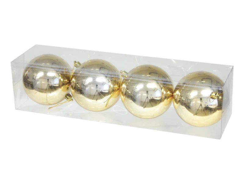 4 Kunststoffkugeln, goldglänzend, 95 mm