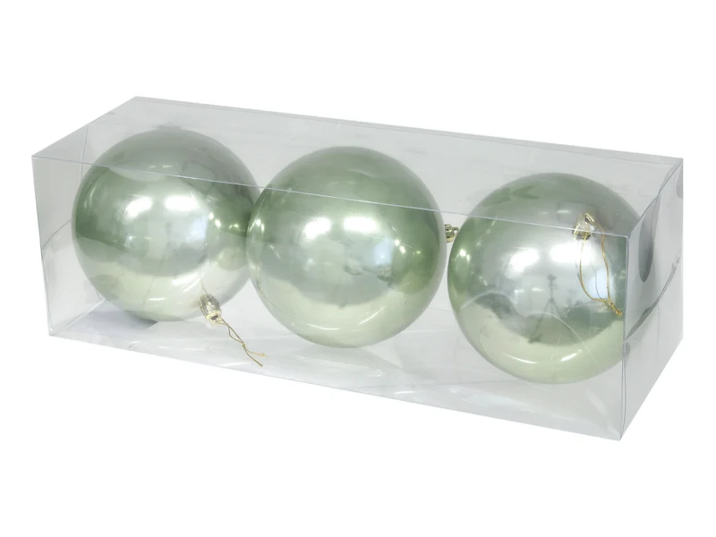 cb. 3 Kunststoffkugeln, grün opal, 120 mm