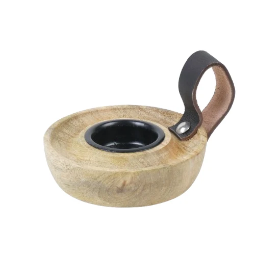 Kerzenhalter aus Mangoholz, Ø 10 x 6 cm