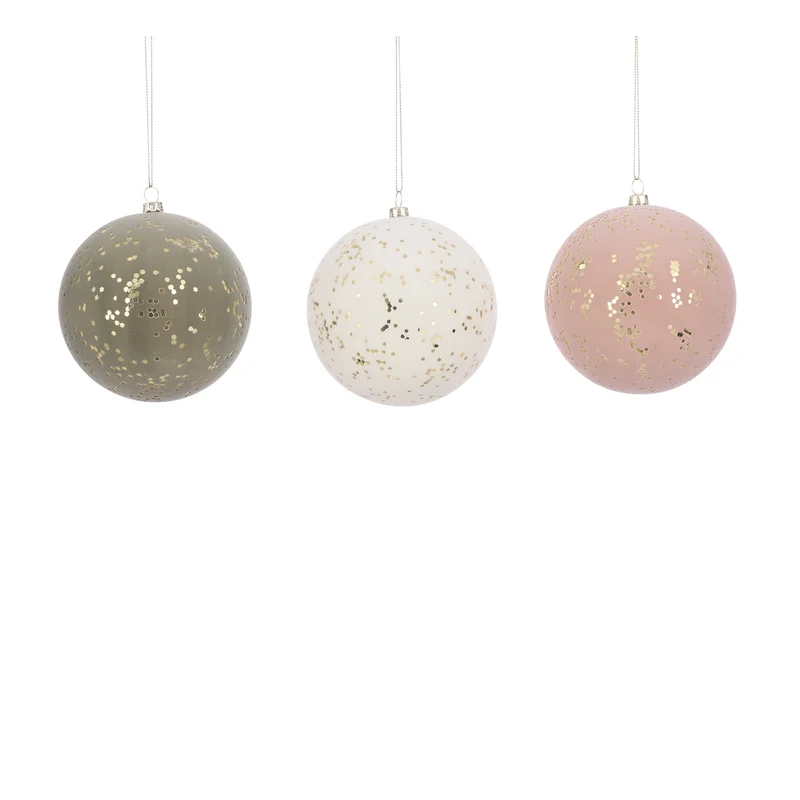 Ornament Kugel creme grün rosa 3 sortiert - d10cm