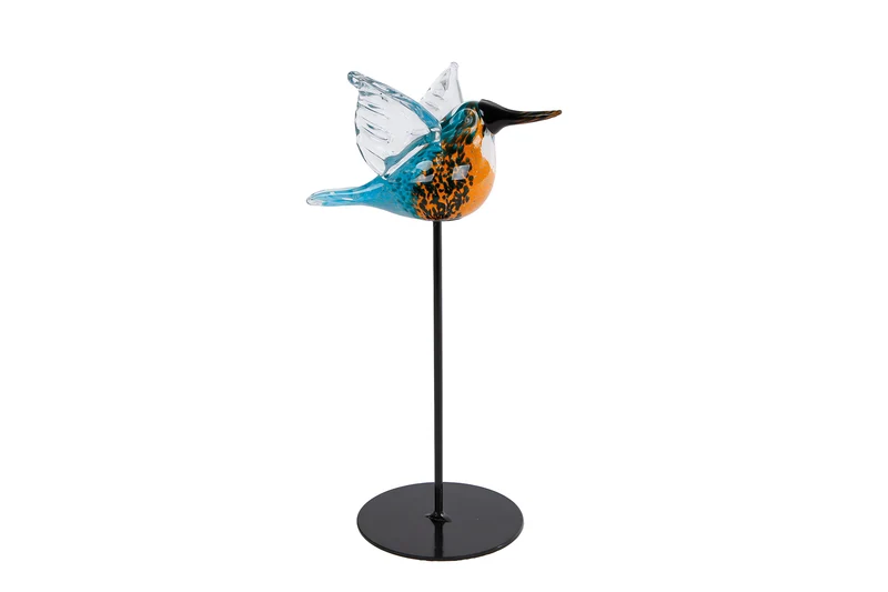 Skulptur Vogel "Kingfish" braun/blau Glas 16x17,5x27cm