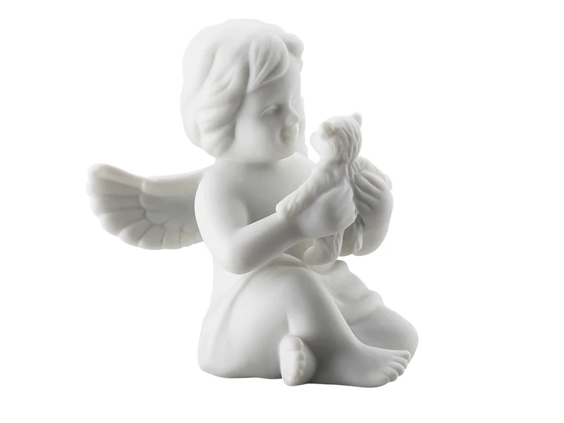 Rosenthal Engel klein weiss matt mit Teddybär 6 cm