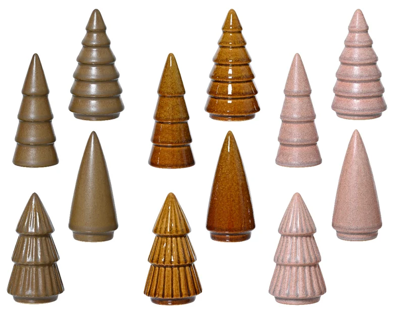Baum aus Porzellan, 12er-Set, rosa/taupe/terracotta, D5 H10cm