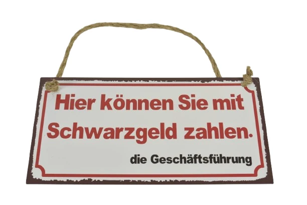 Wandhänger Metall Schwarzgeld 30x15cm