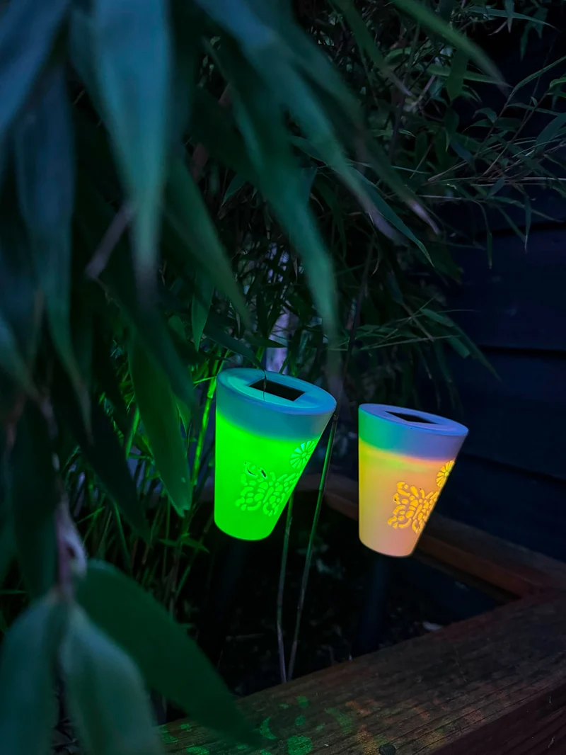 Gartenfackel Fackel weiß Solar mehrfarbig Display - h35xd7,5cm