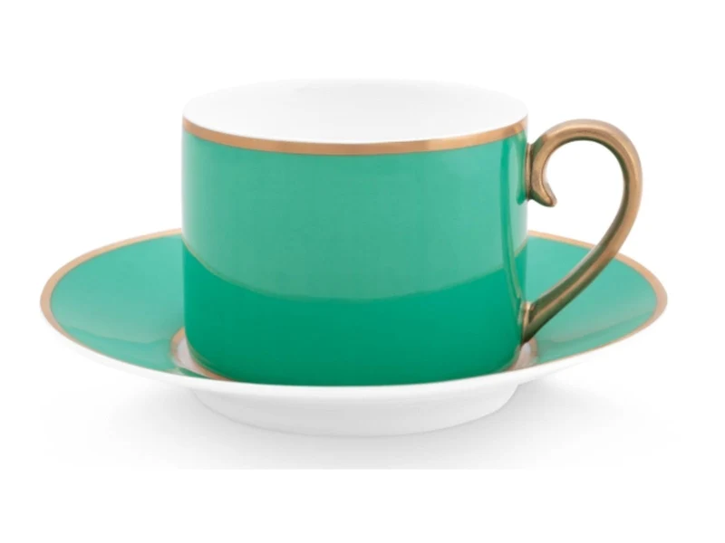PIP STUDIO Chique Tasse mit Untertasse gold-grün 0,22 l