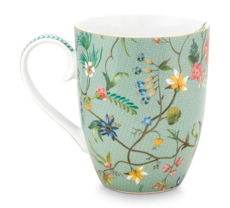 PIP STUDIO Jolie Flowers Blue Becher mit Henkel gross Set2