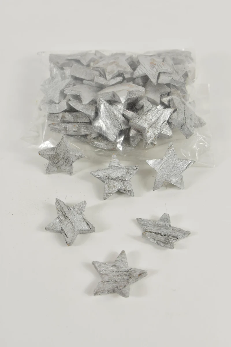Kokossterne silber 5cm 50 Stück