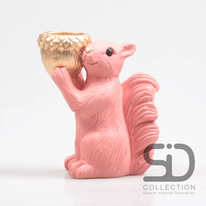 EICHHÖRNCHEN MIT KERZENHALTER ZEMENT 14,5X8,5X16,3 CM ALTROSA