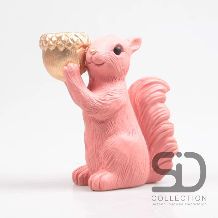 Eichhörnchen mit Wachshalter aus Zement, 18x10,5x20,5 cm, altrosa