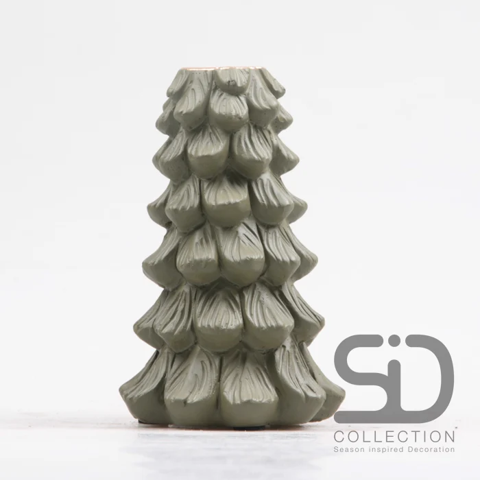 Kerzenständer Baum Zement 10x10x15 olivgrün