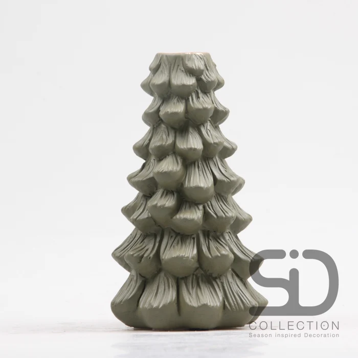 Kerzenständer Baum Zement 11x11x19 Olivgrün