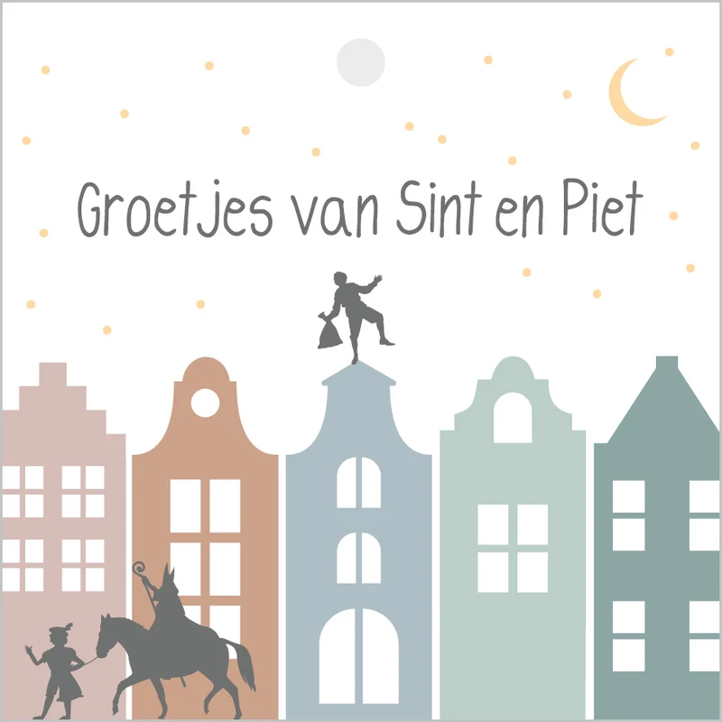 Packung mit 12 Geschenkkarten "Grüße von Sinterklaas und Zwarte Piet"