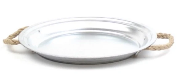 Zinktablett natur mit Seilgriff H 2,5 cm Ø 29 cm