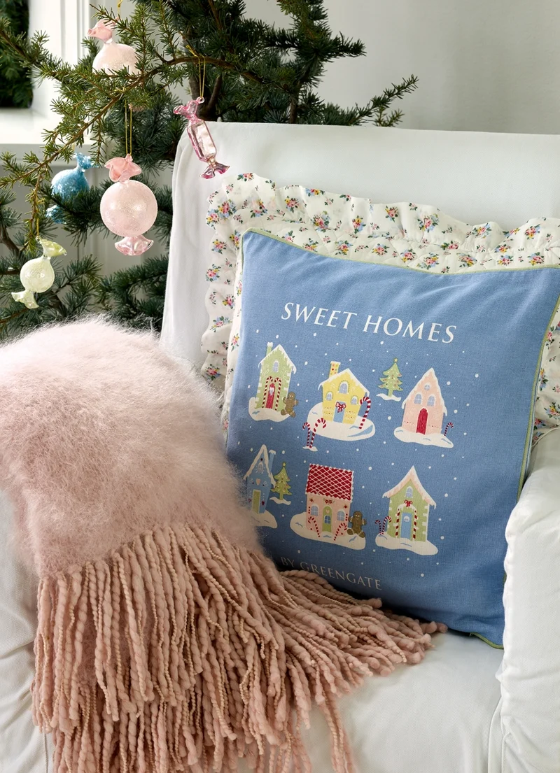 Greengate Laura Stoffserv. mit Spitze dusty blue 40 x 40 cm