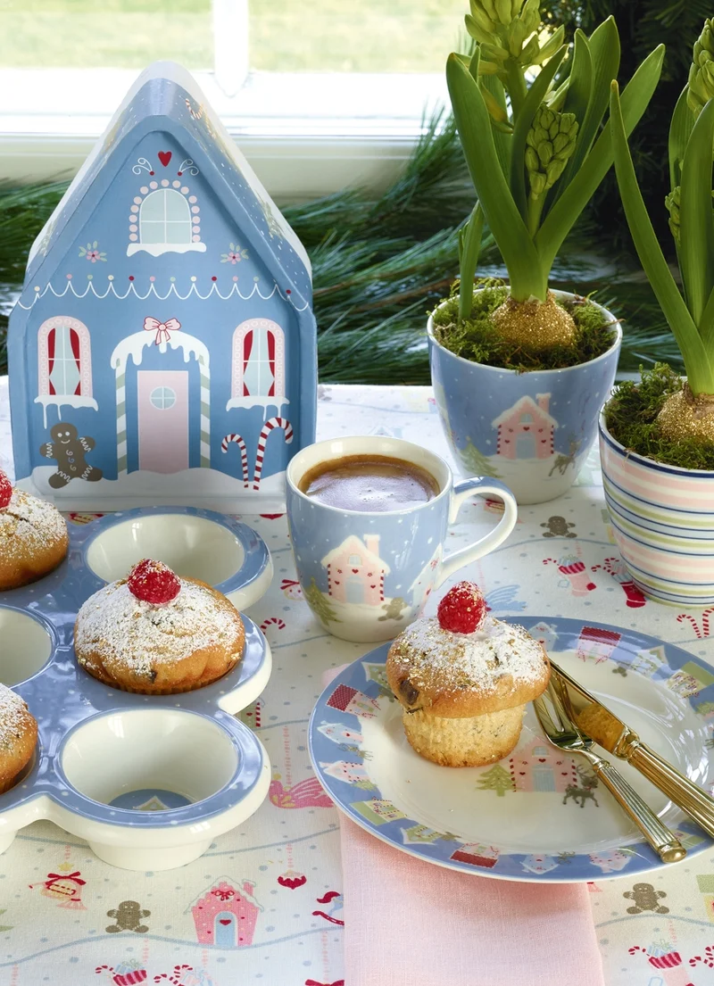 Greengate Laura Stoffserv. mit Spitze dusty blue 40 x 40 cm