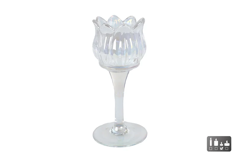Teelichthalter „Tulpe“ aus Perlmuttglas, 7 x 7 x 16 cm