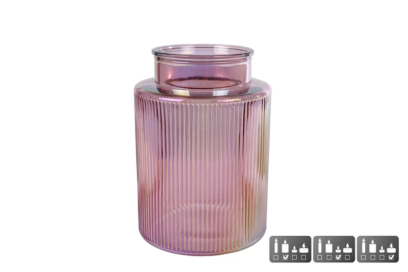 Vase/Windlicht "Niamh" L, lila Glas, 15x15x21cm