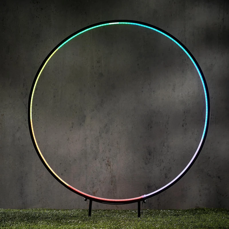 Garten-Neon-Gartenstecker Kreis schwarz mit Timer und Fernbedienung - Ø 120 cm