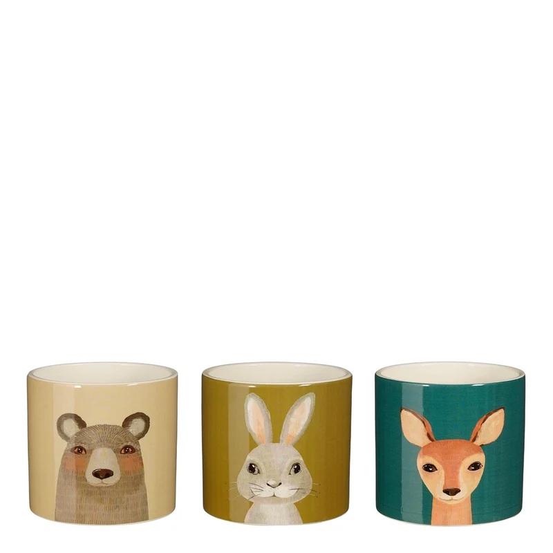 Topf rund, taupe, grün, beige, 3er-Set - H 10,5 x D 12 cm