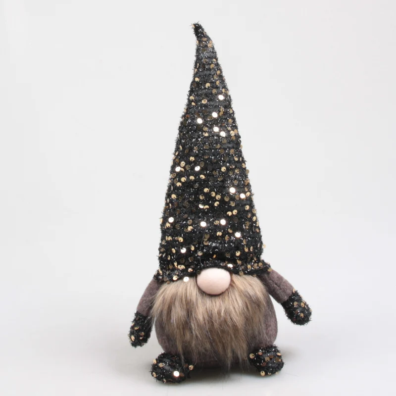 Weihnachtswichtel mit Pailletten 19x13x36 cm Schwarz