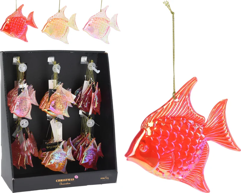 Hängende Deko-Fische aus Polystyrol, 10 x 1 x 11 cm, 3 verschiedene Farben