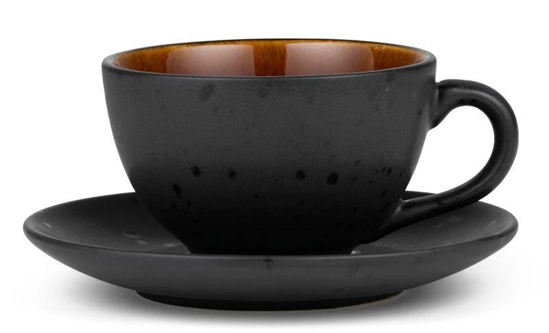 Bitz Tasse mit Untertasse black / amber 0,24 l