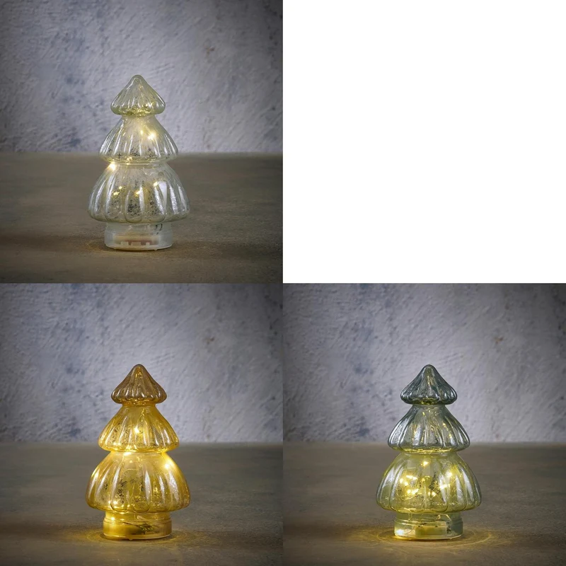 Baum gelb weiß grün 3 Äste 10 LEDs - H19,5 x D12 cm - exkl. Batterien mit Timer