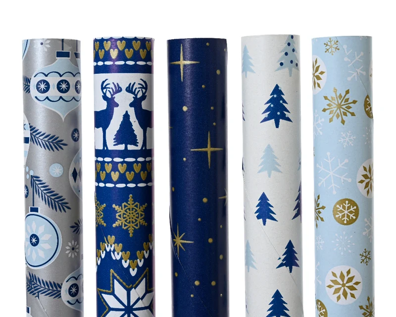 Rolle Geschenkpapier 5fach sortiert blau/weiß 200x70cm