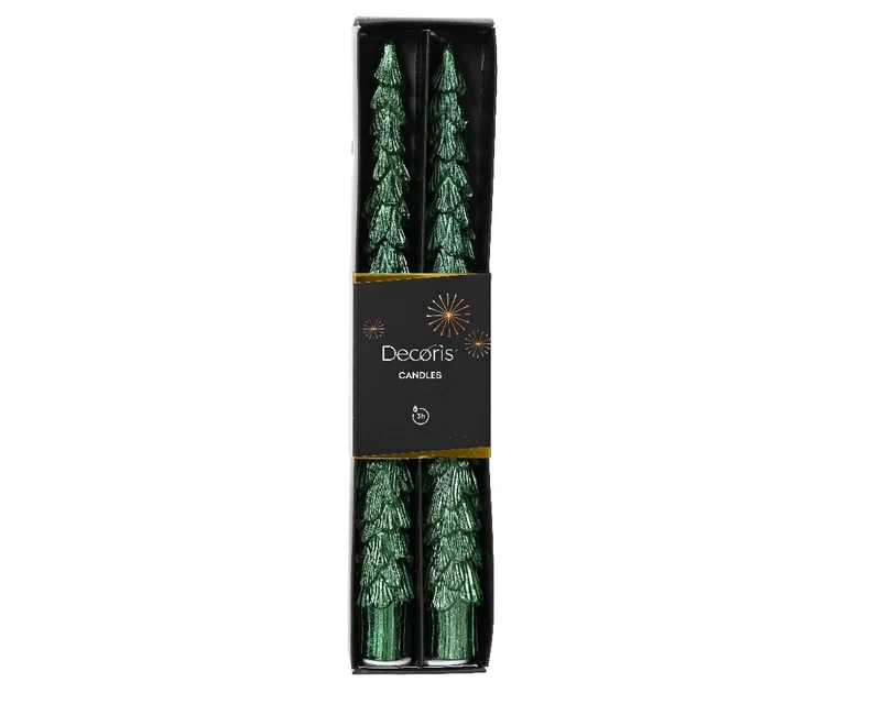 Set/2 Dinnerkerzen Wachs "Baum" tannengrün D2,2 H25cm
