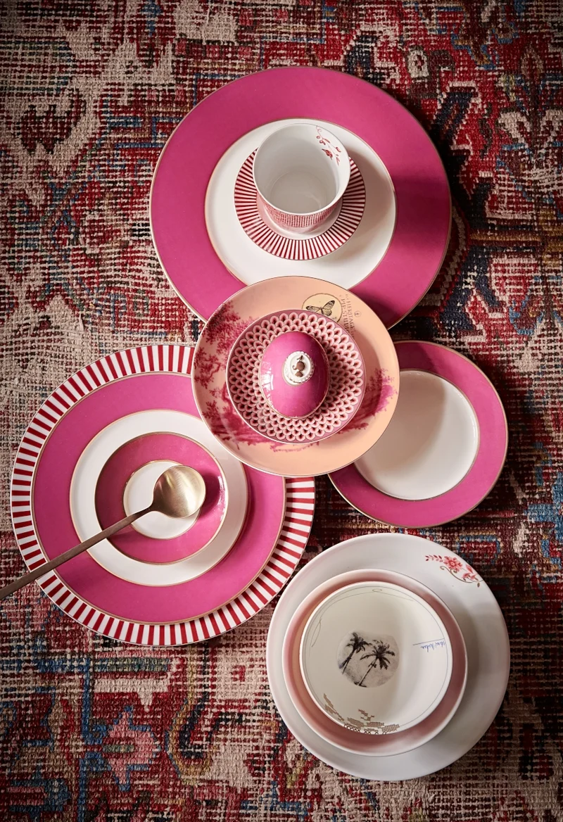 PIP STUDIO Royal Stripes Frühstücksteller dark pink 21 cm