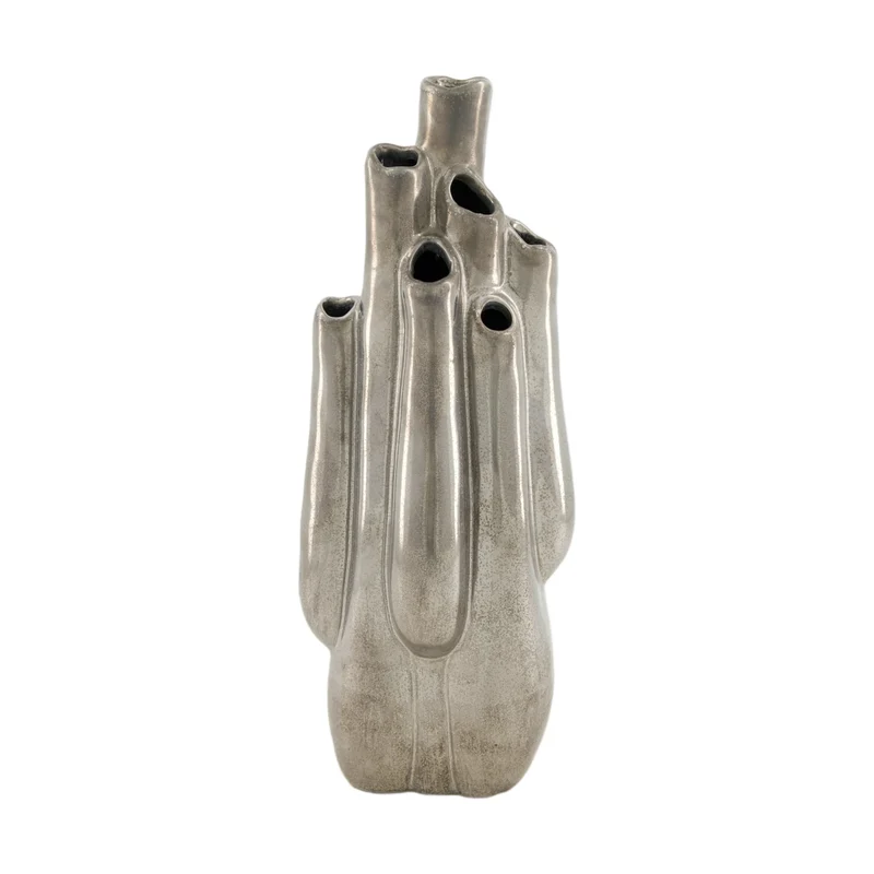 Keramikvase 16x11,5x42cm Silber
