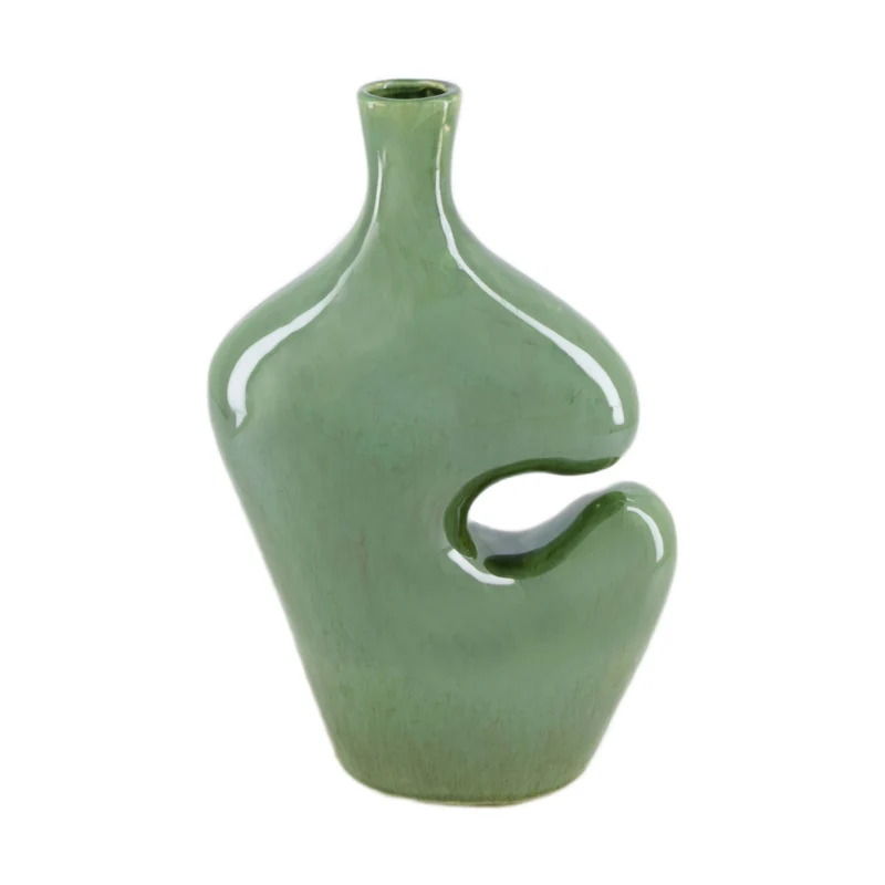 Keramikvase 15,5 x 8,5 x 28,5 cm Grün