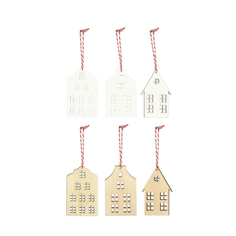 Hangarhaus-Sperrholz 6x0,4x9,5cm 3-teilig, gemischt, FSC 100% natürlich