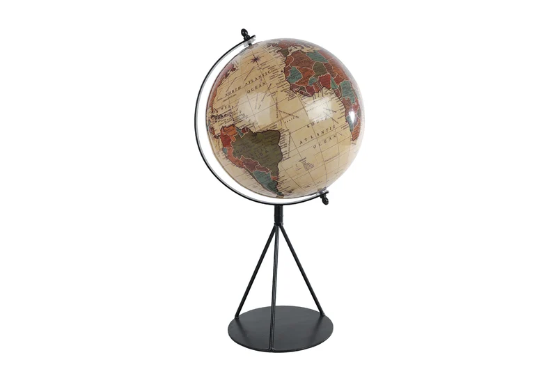 Weltkugel "World" L beige/schwarz Mango 20x23x40cm
