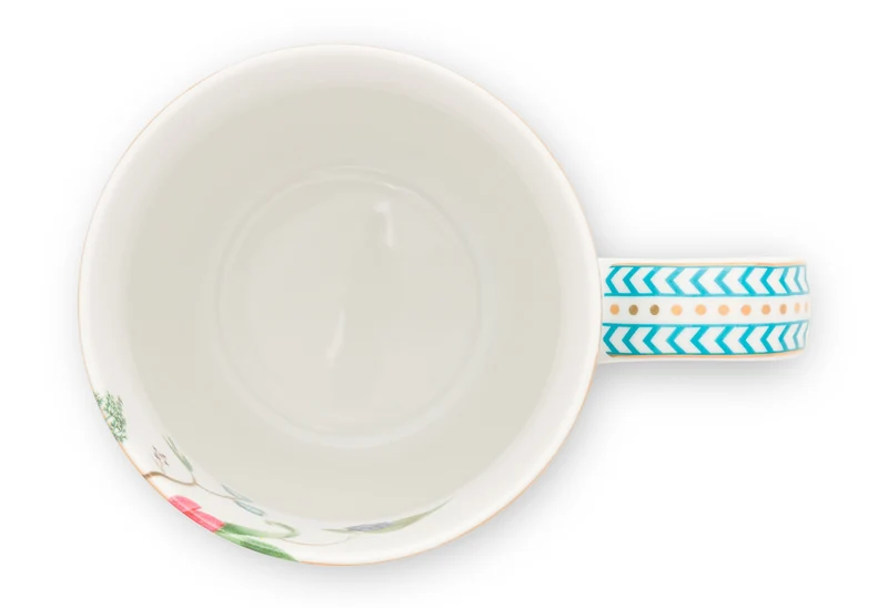 PIP STUDIO Jolie Flowers Blue Becher mit Henkel klein 0,145 l