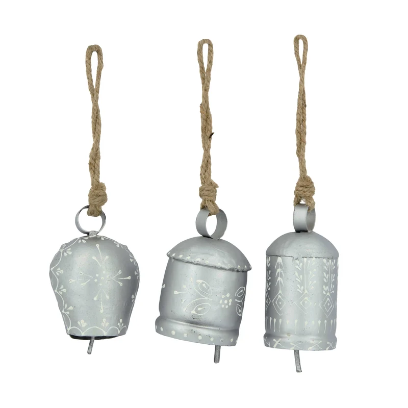 Glockenmetall mit Anhänger, 6 x 6 x 9 cm, gemischtes Silber